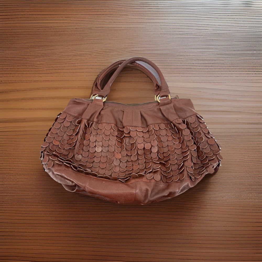 Boho Hippie Double Handle Brown‎ Leather Large Bag